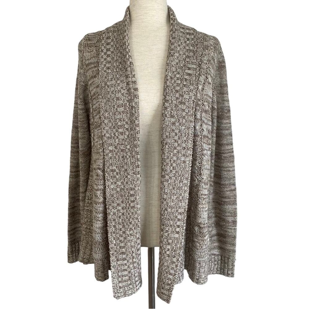 JASON MAXWELL Oatmeal Open Front Waterfall Cardigan Sweater Size Large Cozy